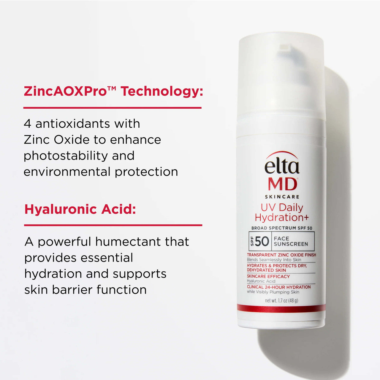 EltaMD UV Daily Hydration+ 1.7 fl oz - Skin Elite - Main Ingredients