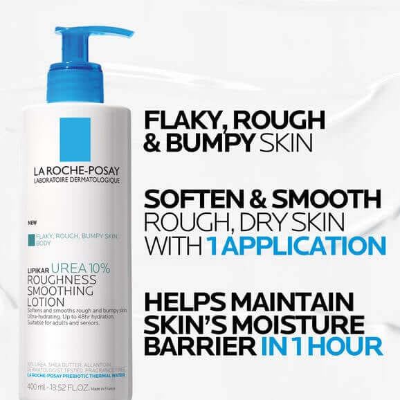 La Roche-Posay Lipikar Urea 10% Roughness Smoothing Lotion 13.52 fl oz - SkinElite - benefits