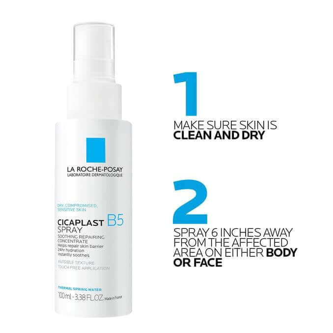 La Roche-Posay Cicaplast B5 Spray 3.38 fl oz - SkinElite - how to