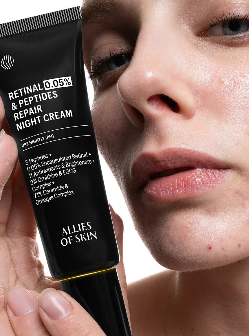 Allies of Skin Retinal 0.05% & Peptides Repair Night Cream 1.6 fl oz - SkinElite - beauty