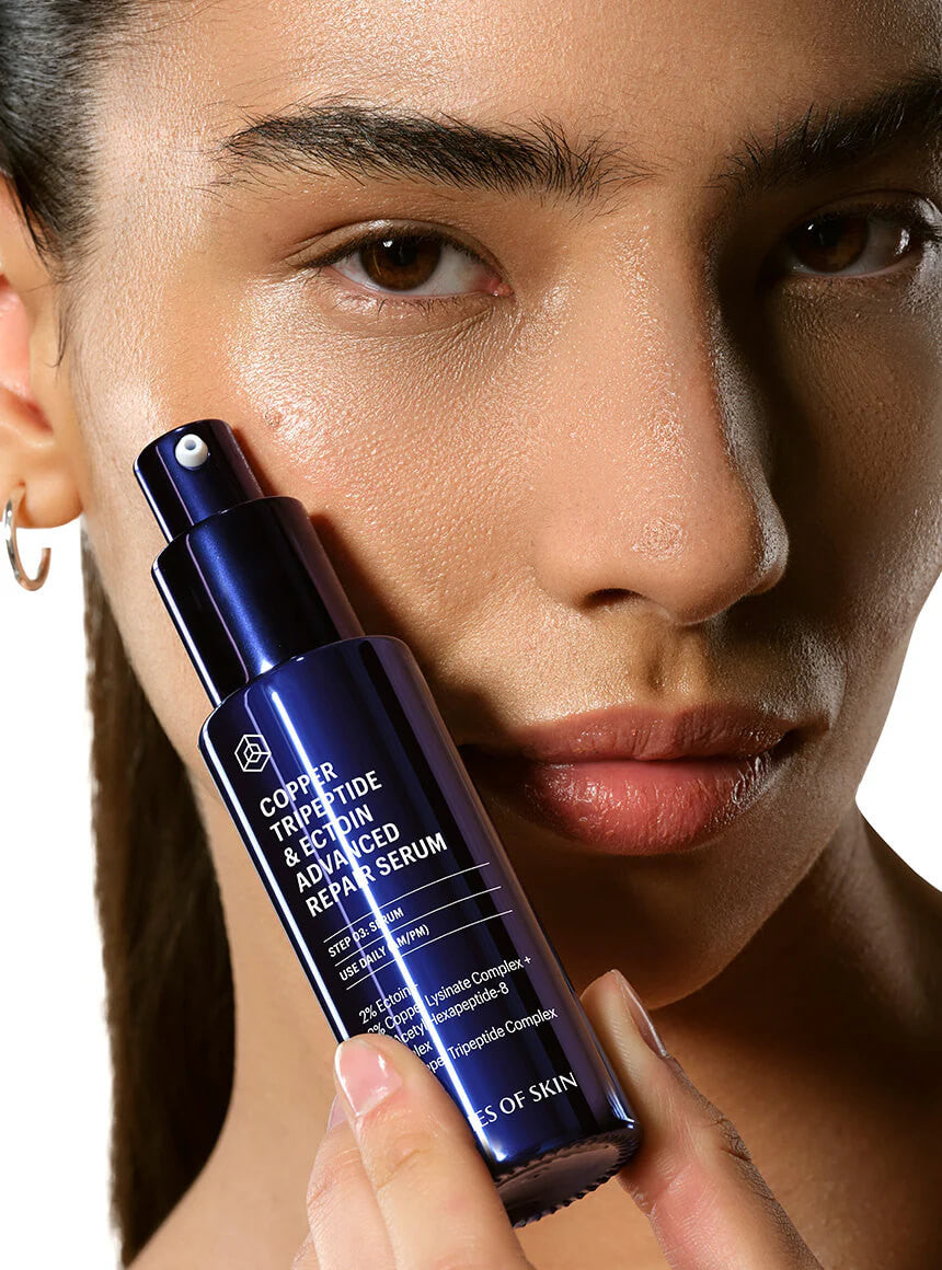 Allies of Skin Copper Tripeptide & Ectoin Advanced Repair Serum 1 fl oz - SkinElite - with face