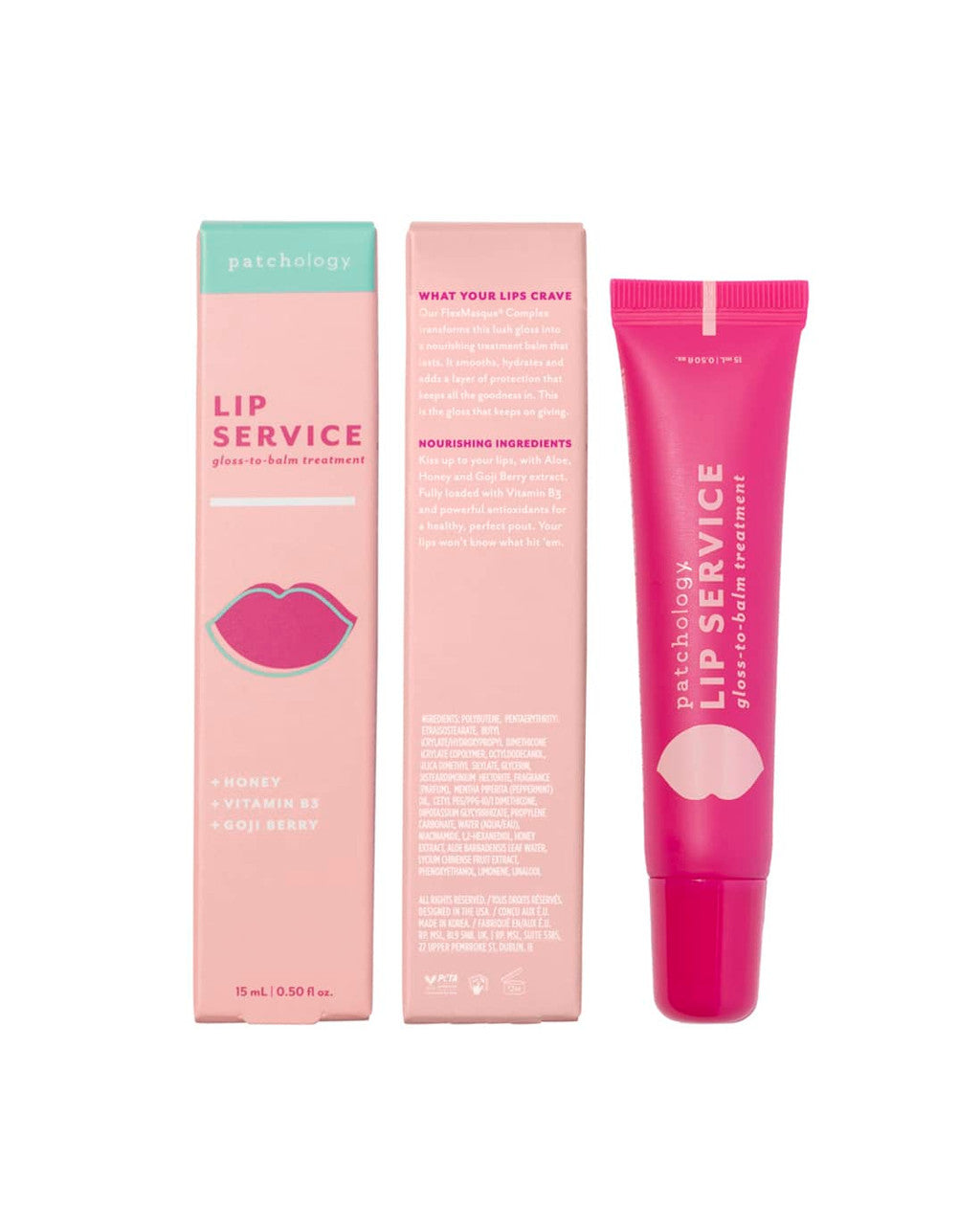 Patchology Lip Service Gloss-to-Balm 0.5 fl oz - SkinElite - back of box