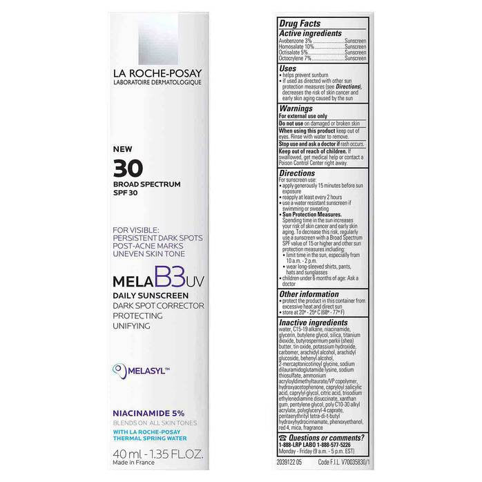 La Roche-Posay Mela B3 UV Daily Sunscreen 1.35  fl oz - SkinElite - box