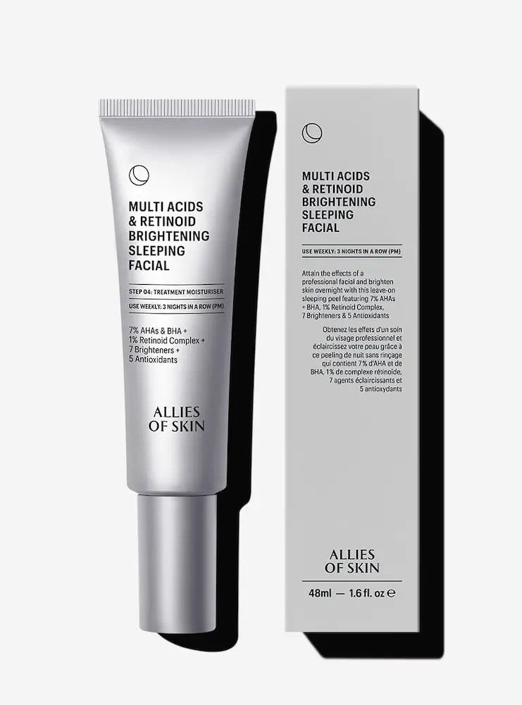 Allies of Skin Multi Acid & Retinoid Brightening Sleeping Facial 1.69 fl oz box
