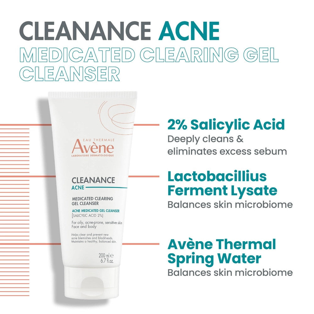 Avène Cleanance ACNE Medicated Clearing Gel Cleanser 6.7 oz - Skin Elite - ingredients