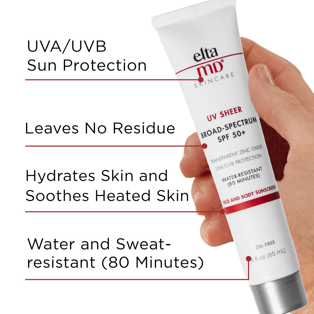 EltaMD UV Sheer Sunscreen Broad Spectrum SPF 50+ - SkinElite - features