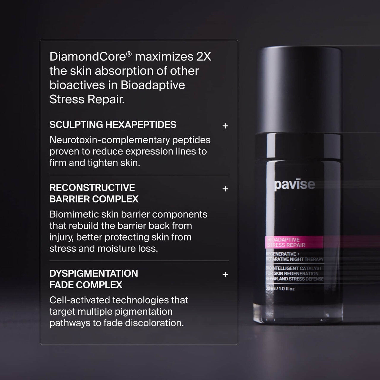 Pavise Bioadaptive Stress Repair 1 fl oz - SkinElite - ingredients