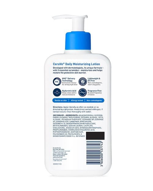 CeraVe Daily Moisturizing Lotion - SkinElite - back of bottle