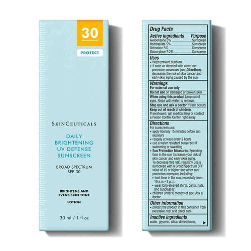 SkinCeuticals Daily Brightening UV Defense Sunscreen SPF 30 - 1 fl oz - SkinElite - box