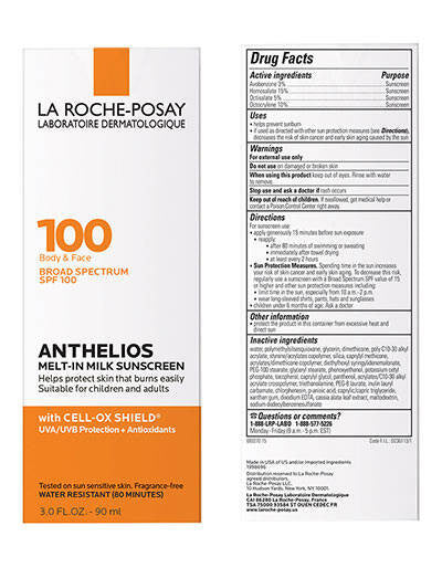 La Roche-Posay Anthelios 100 Melt-in Sunscreen Milk 3.04 fl  oz box