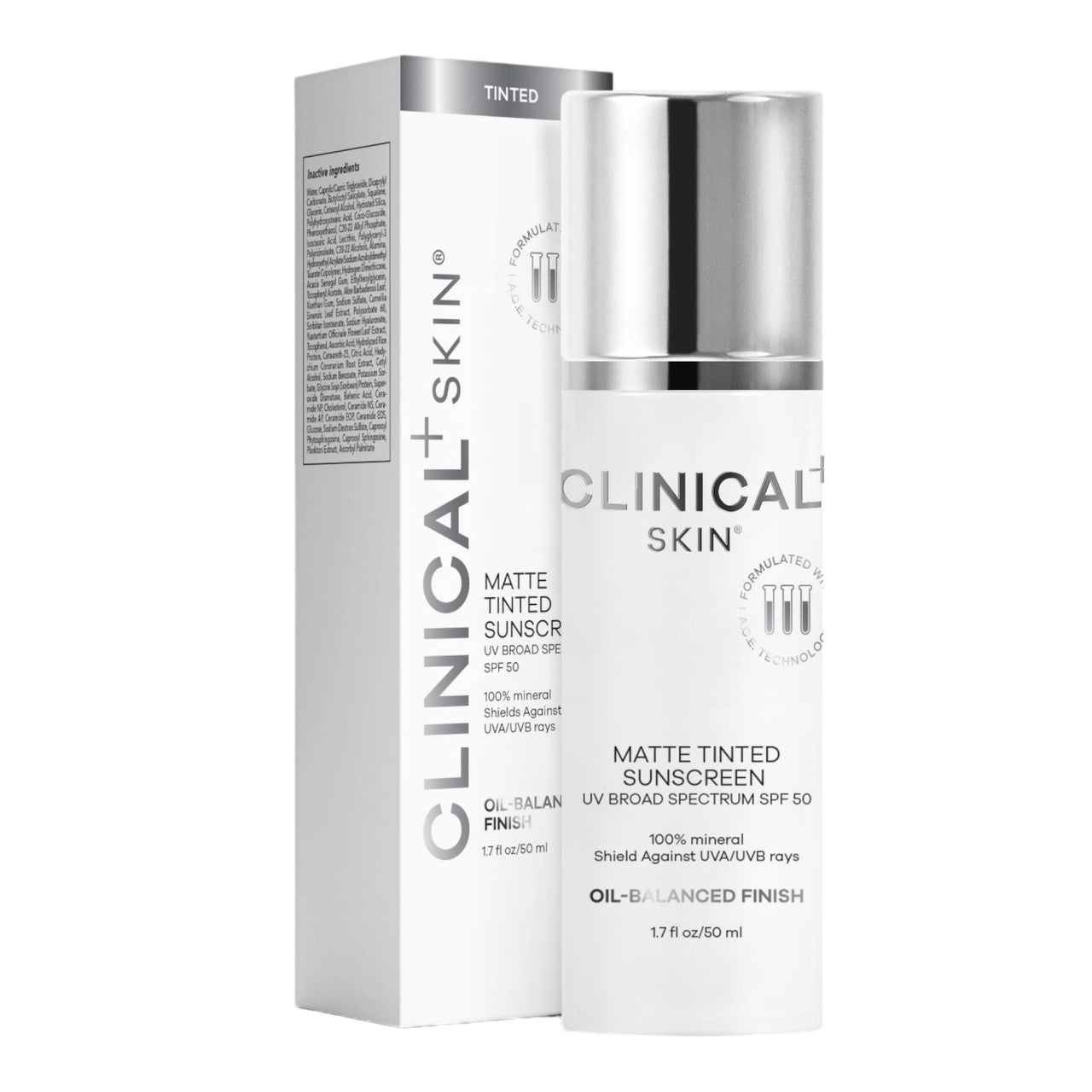 Clinical Skin Matte Tinted Sunscreen Uv Broad-Spectrum SPF 50 - 1.7 fl oz - SkinElite