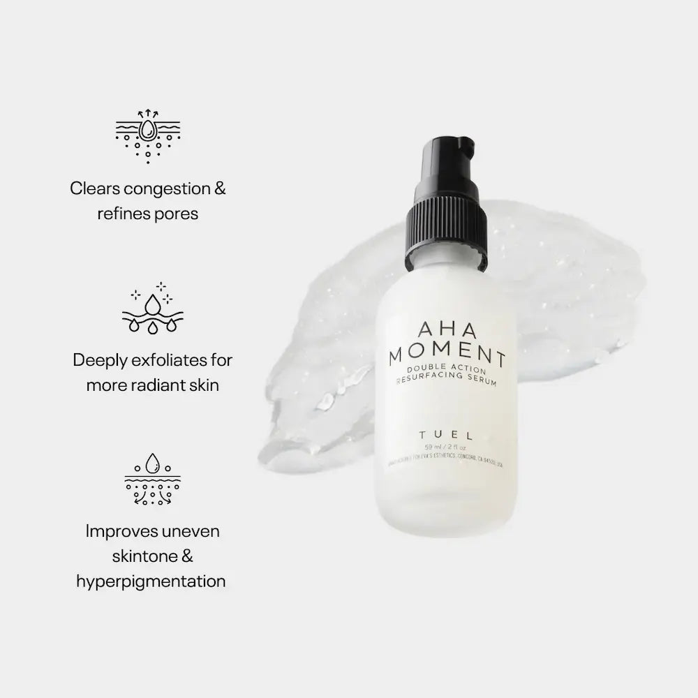TUEL AHA Moment Double Action Resurfacing Serum 2 oz benefits and texture