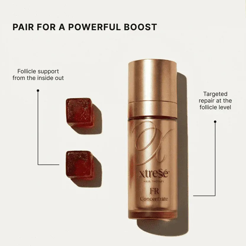 Xtressé Hair Growth Gummies and Serum pair