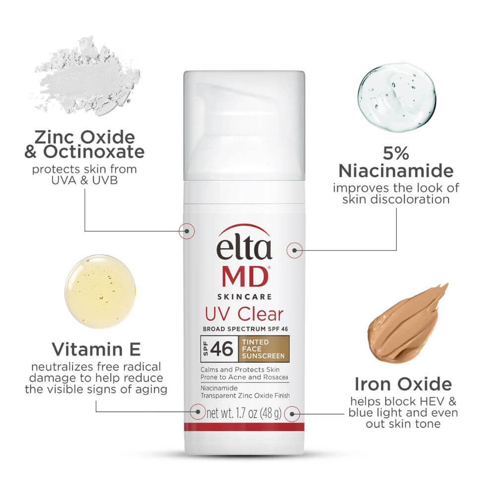EltaMD UV Clear Sunscreen Broad-Spectrum SPF 46 Tinted 1.7 fl oz - SkinElite - ingredients