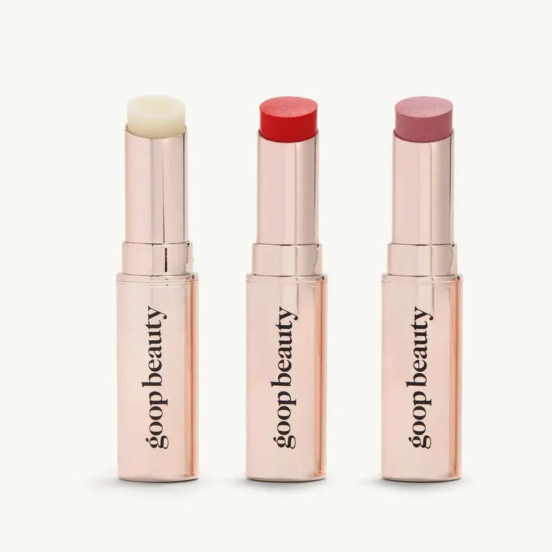goop beauty Clean Nourishing Lip Balm Trio  (clear, tomato, peony) AVAILABLE AT SKIN ELITE