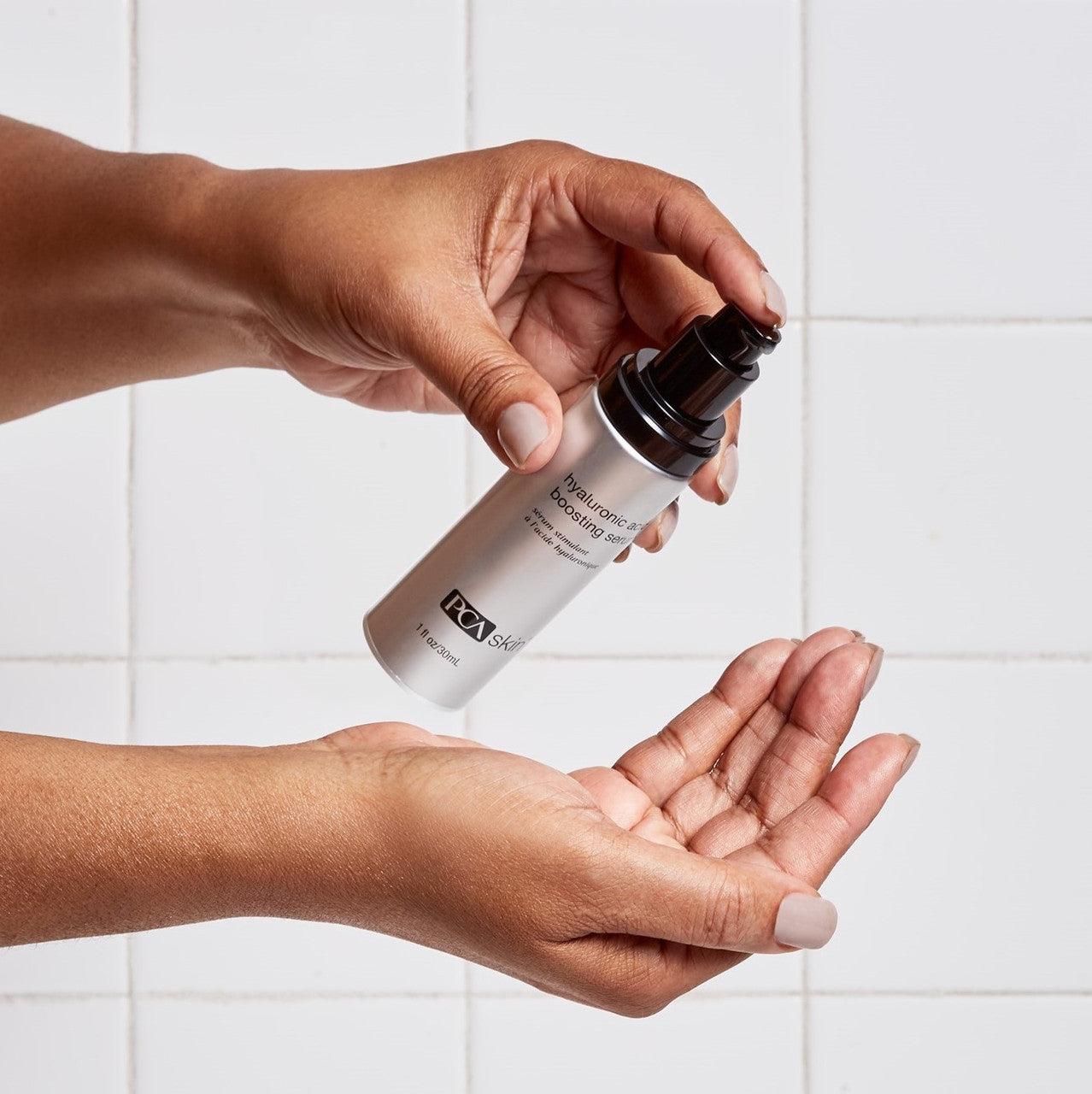 PCA Skin Hyaluronic Acid Boosting Serum in Use