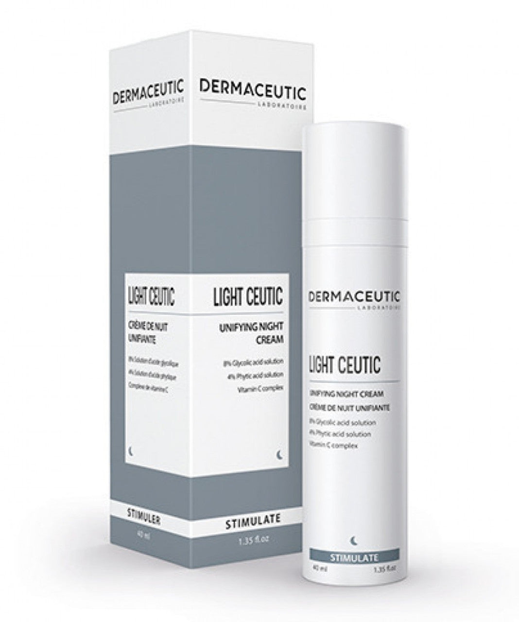 Dermaceutic Light Ceutic Unifying Night Cream 1.35 fl oz box and bottle