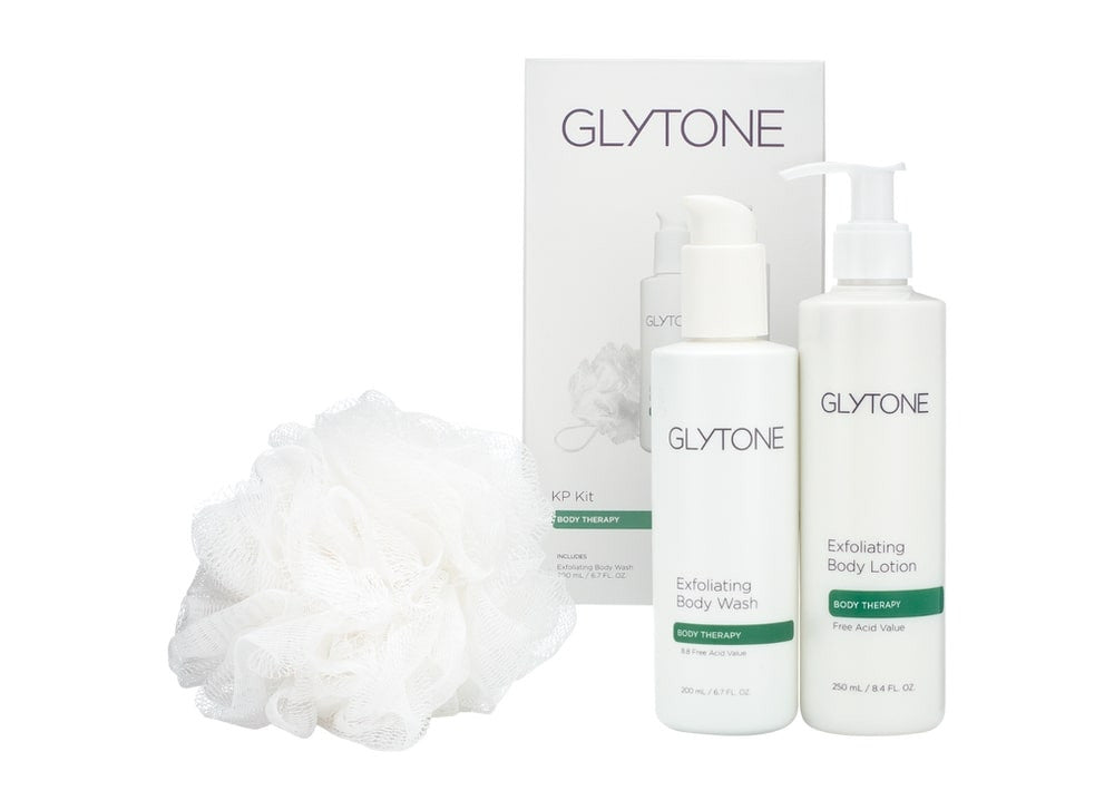 Glytone KP Kit - SkinElite - box and pouf