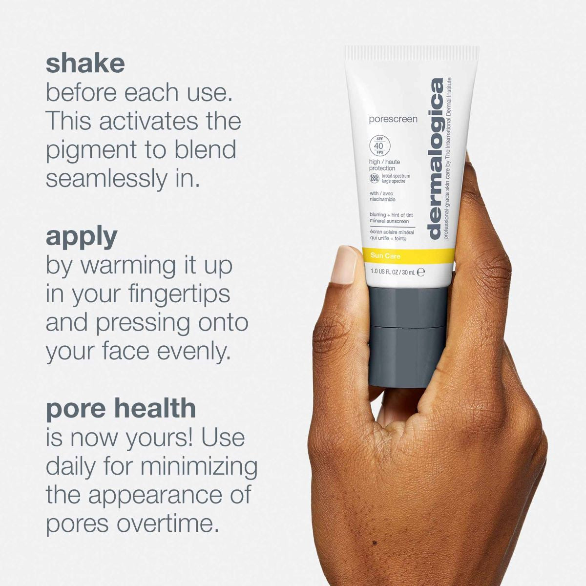 Dermalogica Porescreen Mineral Sunscreen SPF 40 - 1 fl oz - SkinElite - directions