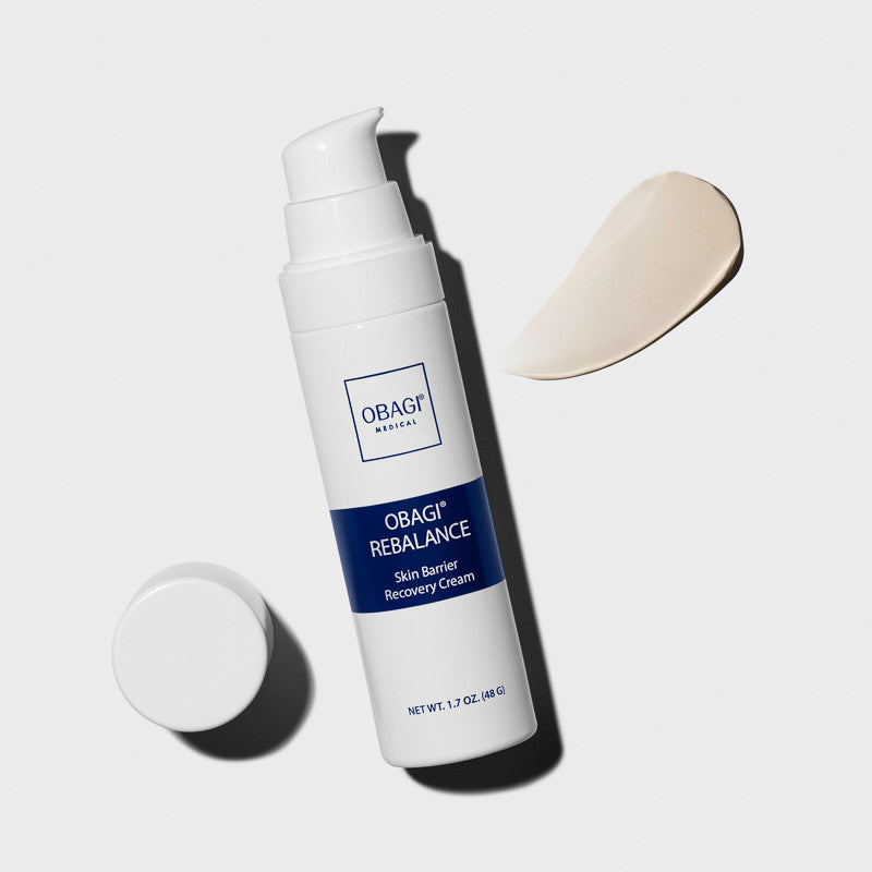 Obagi REBALANCE Skin Barrier Recovery Cream Open with Swatch