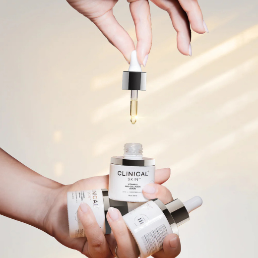 Clinical Skin Vitamin C Pro-Collagen Serum Bottles and Dropper
