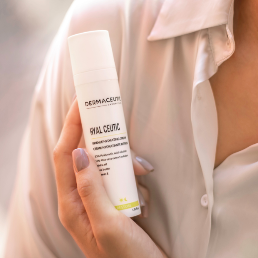 Woman Holding Dermaceutic Hyal Ceutic Moisturizer
