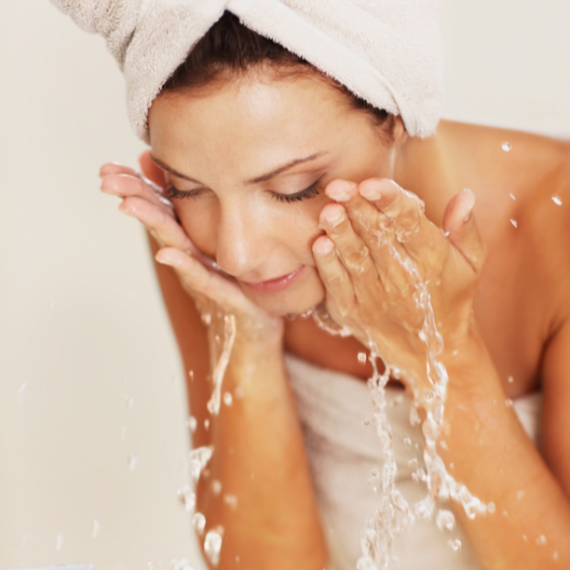 Cleansing with a water-based cleanser can help reduce oily residue