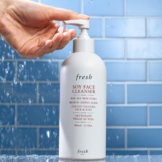 Fresh Soy Face Cleanser Being Pumped Into Hand