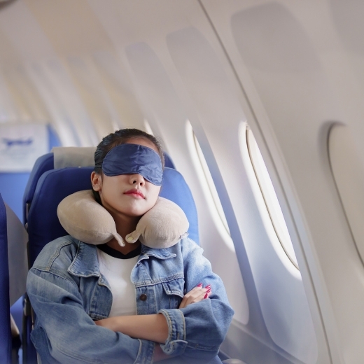 Woman on plane