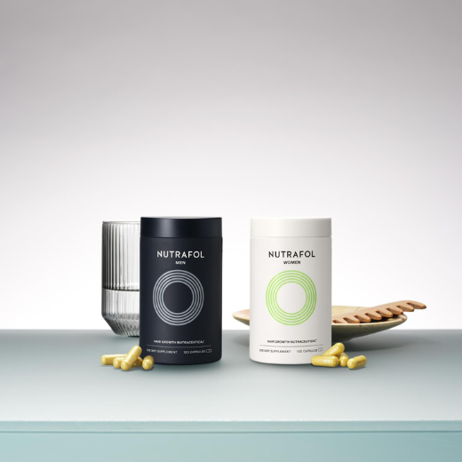 Image of the bottles for Nutrafol for Men and Nutrafol for Women